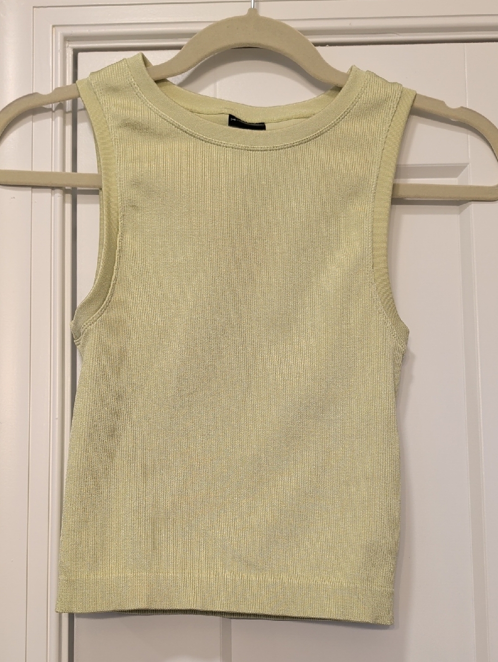 Express Cream Ribbed Sleeveless Knit Tank